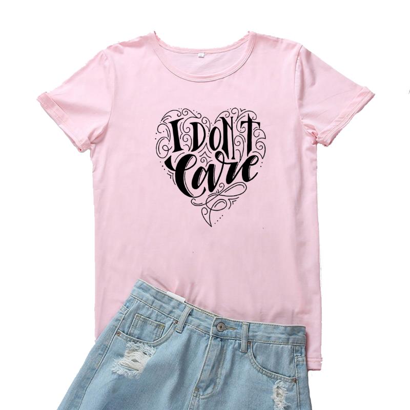 

Women' T-Shirt Fashion Heart Shape I Don't Care Women T Shirt Funny Simple Graphic Pattern Cool Vintage Tshirt Streetwear, Black