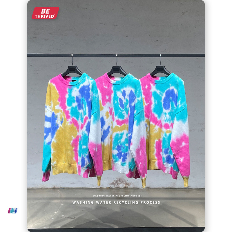 

be menswear | 2021 autumn and winter high street minority tie dyed thickened sweater street fashion brand sweater, Black