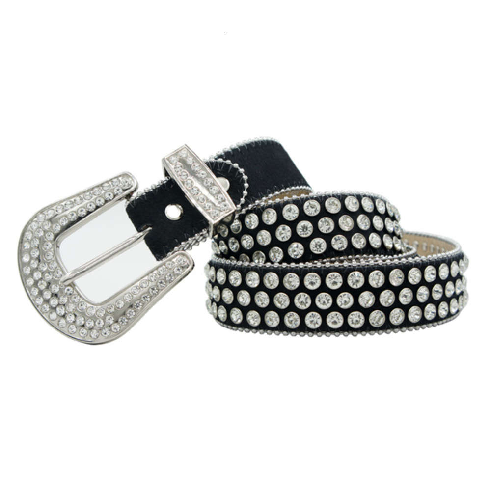 

New Fashion Newt Rhintone belt Y2k Punk Hot Girl Style Buckle Genuine PU Leather Diamond 3.8cm Width Cool Ladi 8IPN, Black