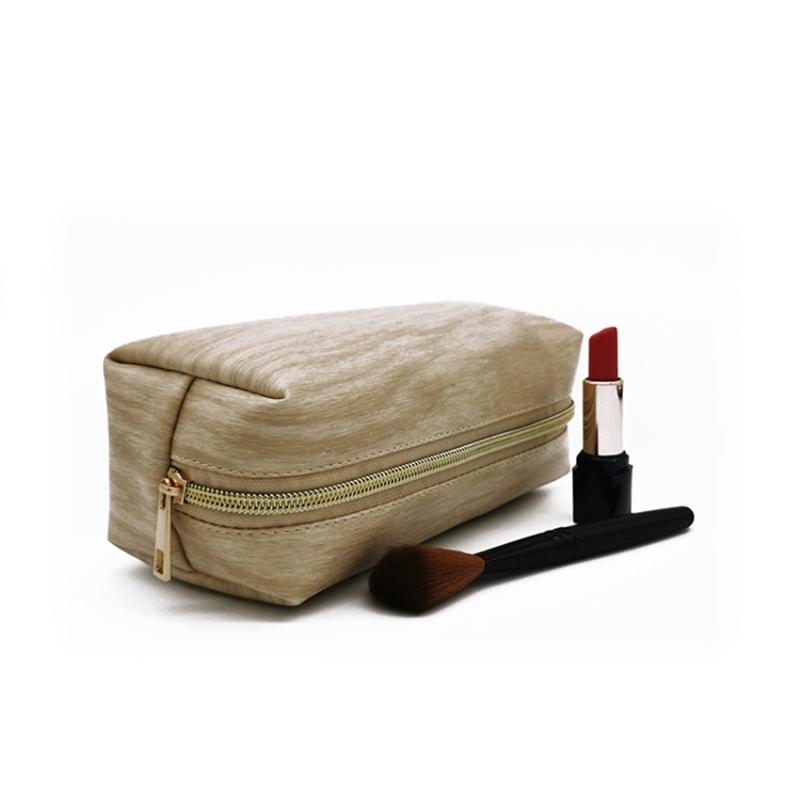 

Travel Cosmetic Bag Wood Grain Makeup Case Women Zipper Make Up Organizer StorageToiletry Wash Bags & Cases