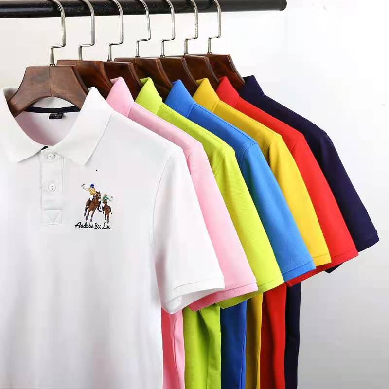 

2021 Summer men's polo shirt British style embroidery lapel casual T-shirt, White;black