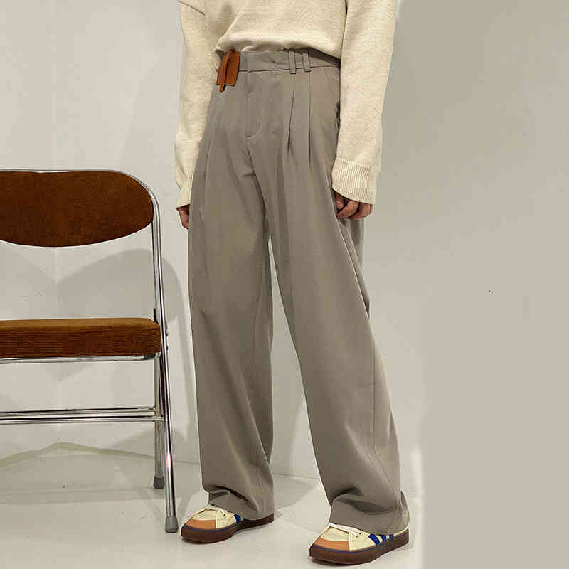 

men's pants iefb men's trousers with a high waist, casual slim suit loose block, black, grey, broad leg, bendable front, male, 9y5