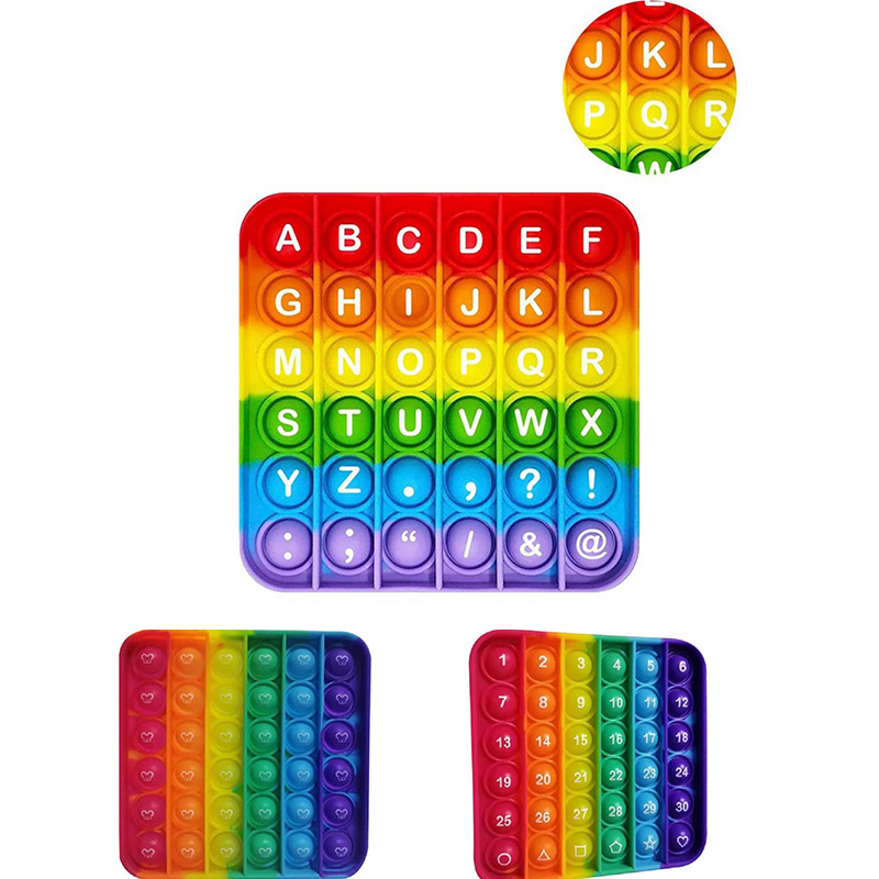 

Rainbow English alphabet Numbers Fitget Toys Pop It Kid party favor Push Bubble Fidget Sensory Toy Autism Special Needs Stress Reliever Popoit Figet Speelgoed