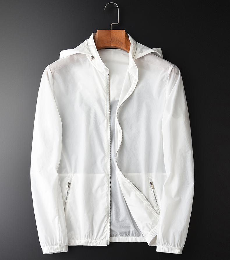 

Men's Jackets Thin White Male Jacket Luxury Collar Inner Hidden Hatdesign Fashion Mens And Coats Summer Sun Protective, H-j1821