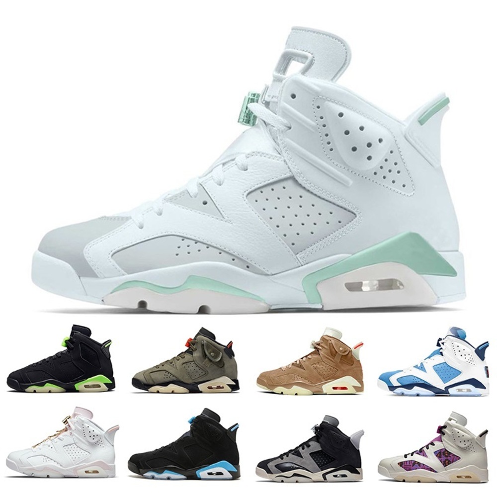

1 Jumpman 6 TFY Blue 6s mens basketball shoes Travis Tech Chrome UNC Electric Green Carmine DMP Black Infrared Oreo Men athletic tra, Box