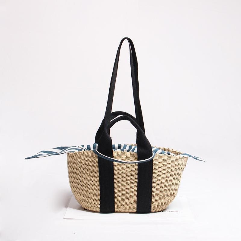 

Straw Bag Hand-woven Women Shoulder Rattan Tote Retro Leisure Portable Beach Bags High Quality Luxury Phone Pack Purse Totes, Light yellow