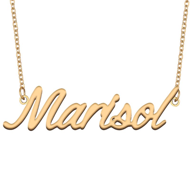 

Pendant Necklaces Marisol Name Necklace For Women Stainless Steel Jewelry 18k Gold Plated Nameplate Femme Mother Girlfriend Gift