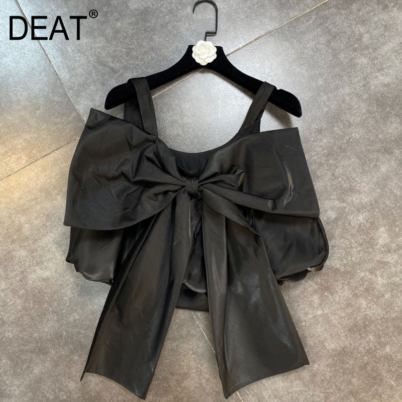

Women Camis Sexy Fashion Spring Summer Ladies Solid Color Bowtie Design Party HR425 210525, Black