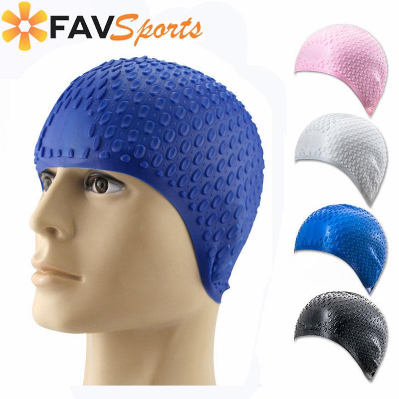 

1SET Swim Cap Adjustable Silicone Swimming Caps Waterproof Adult Long Hair Cover Waterdrop Head Ear Protect
