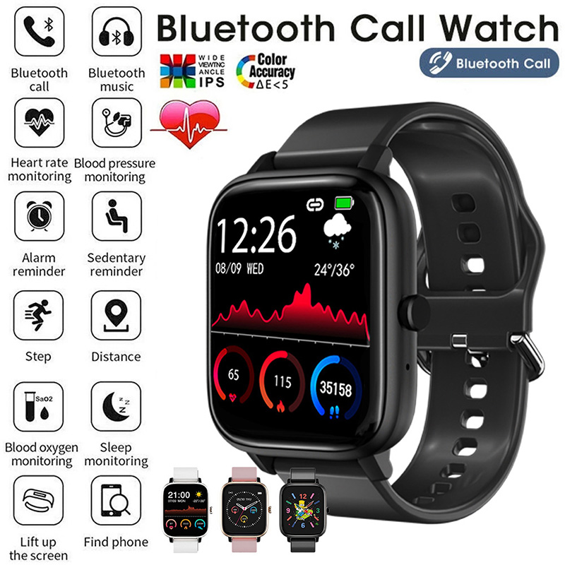 

2021 Bluetooth Call Smart Watch Heart Rate Pedometer Waterproof Men Women Watches Camera And Music For amazfit Apple Wristbandg, White