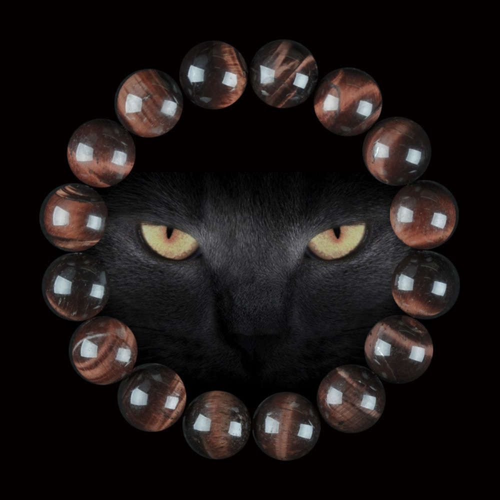 

Natural 3A Red Tiger Eye Stone Bracelet, Golden;silver