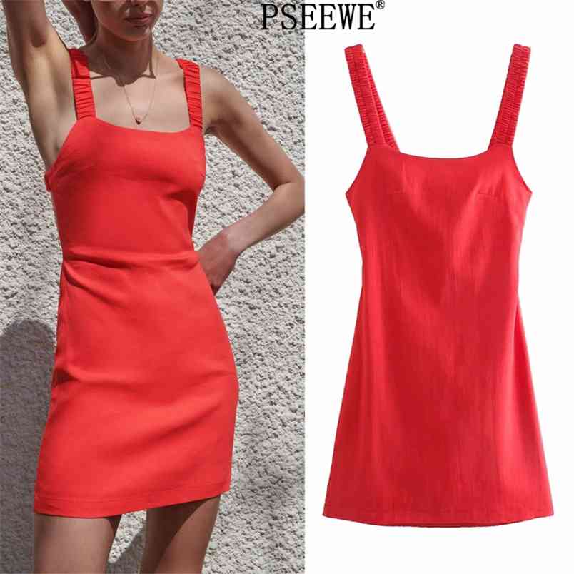 

Dress Woman Red Strappy Short es Women Summer Sexy Backless Ruched Slip Mini Slim Club Party es 210519