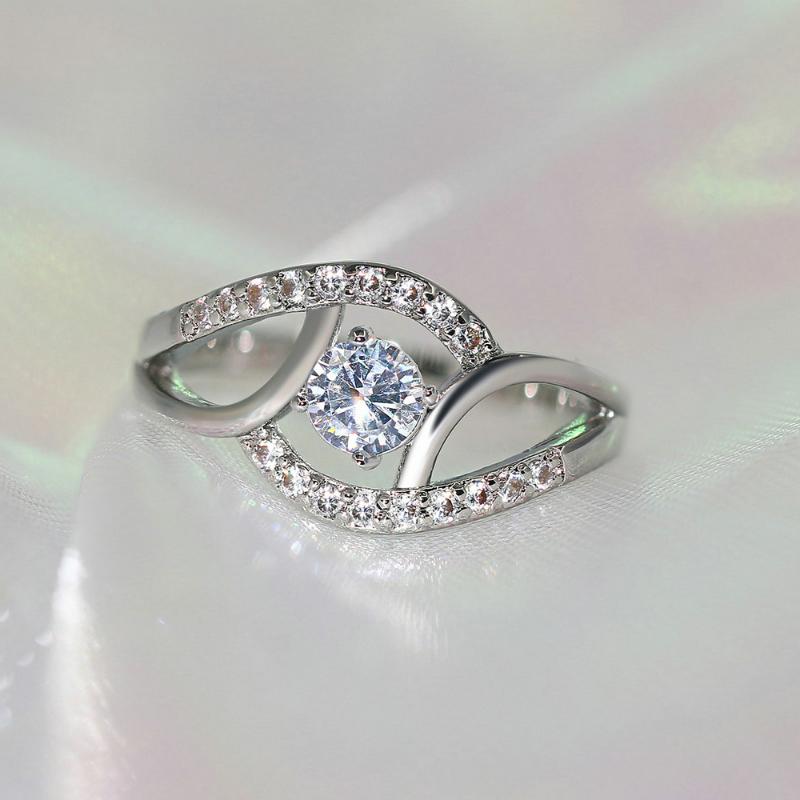 

Wedding Rings For Women Elegant Spiral Hollow Out Cubic Zirconia Silver Color Engagement Gift Fashion Jewelry R508, Slivery;golden