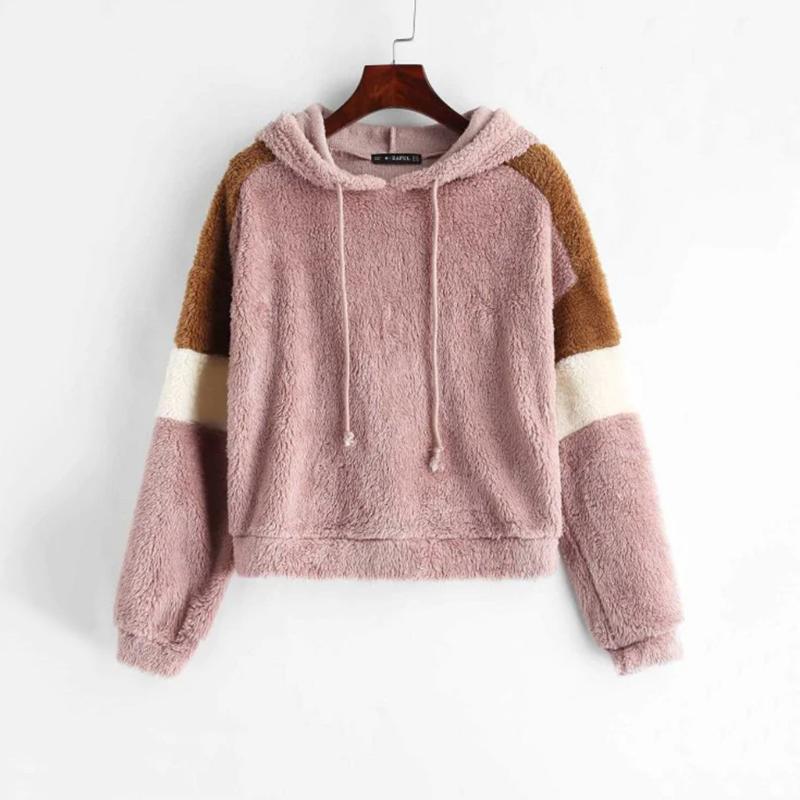 

Women' Jackets Fashion Women Outerwear Coats Casual Loose Long Sleeve Splice Strappy Sweatshirt Hooded Tops Ladies Coat F40#, As pic