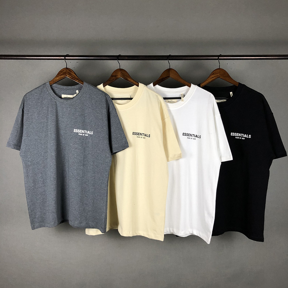 

2021 New Male and female shirt Street Feel of God Essentials Wu Yifan High Ins Net Red Same Letter Short Sleeve T-shirtXY33, Black