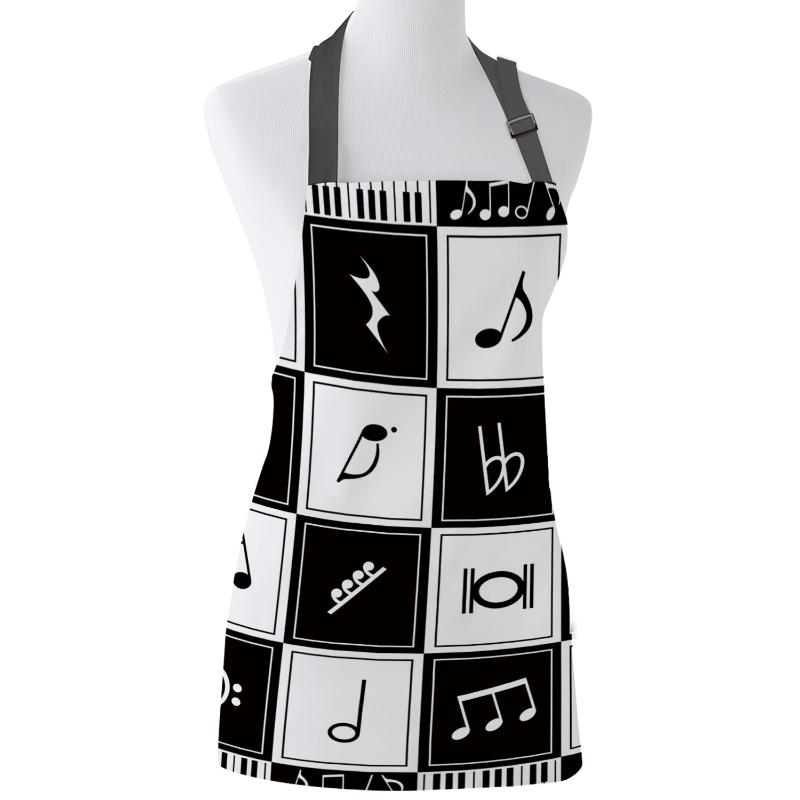 

Musc Piano Keys Black White Print Apron Unisex Kitchen Bib With Adjustable Neck For Cooking Gardening Aprons