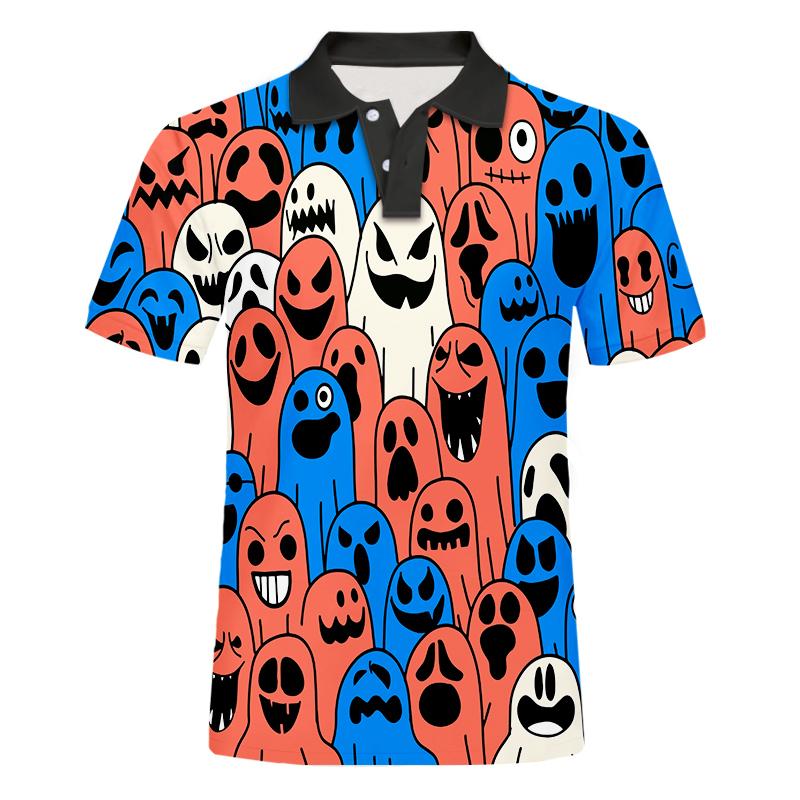 

Men's Casual Shirts Halloween Grimace 3D Print Top Tennis Shirt High Quality Custom Women/men Causal Short Sleeve Wholesale