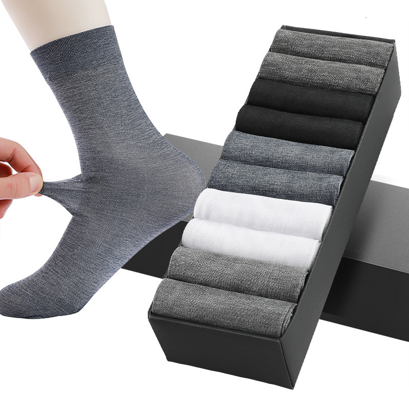 

Spring and summer business casual thin silk mercerized cotton breathable Pair solid color men's Socks, Black;white