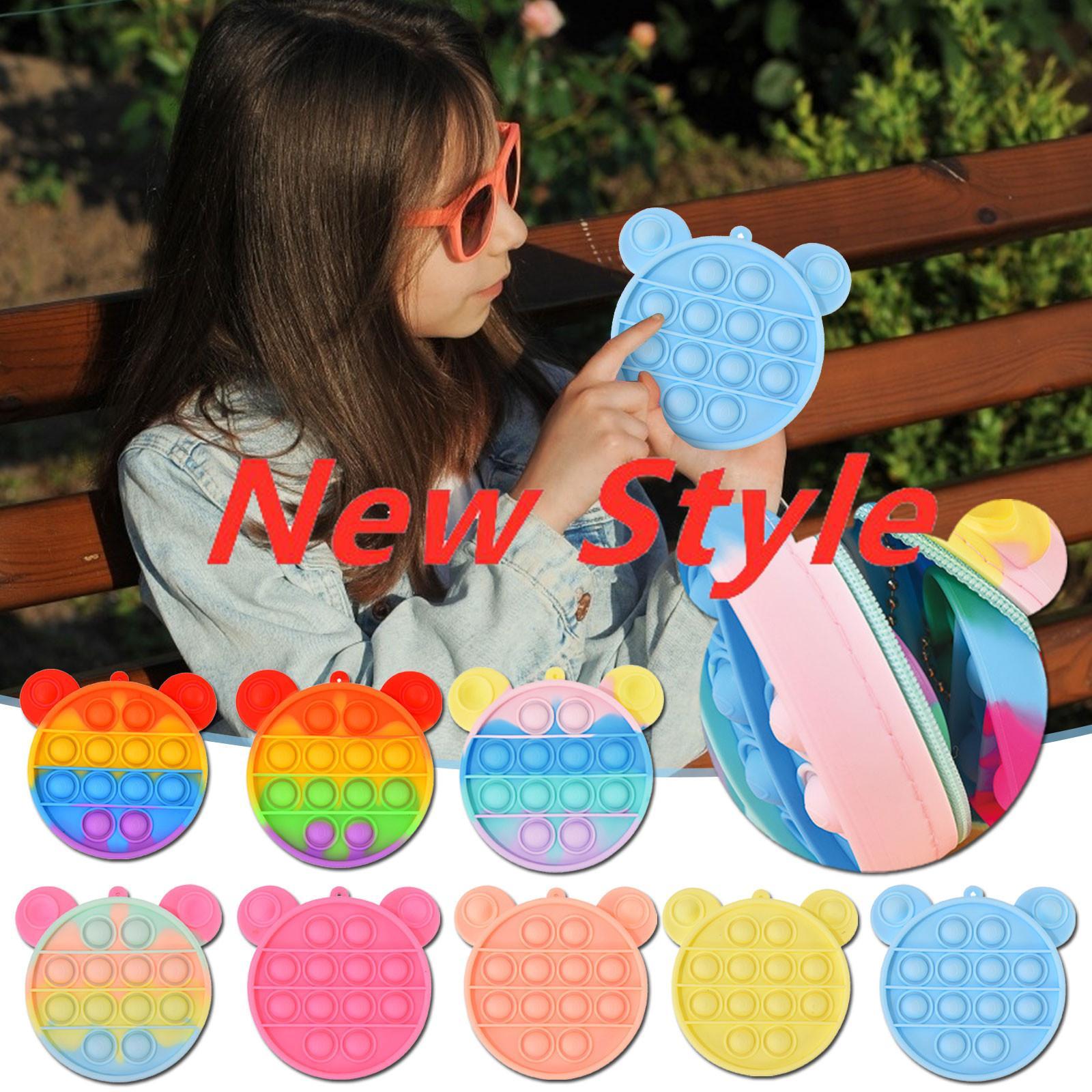 

Cute Bag popet Fidget Toys Reliver Stress Toy Rainbow Push Bubble Simpl Dimmer Antistress Toy Children Sensory Game Toy Backpack