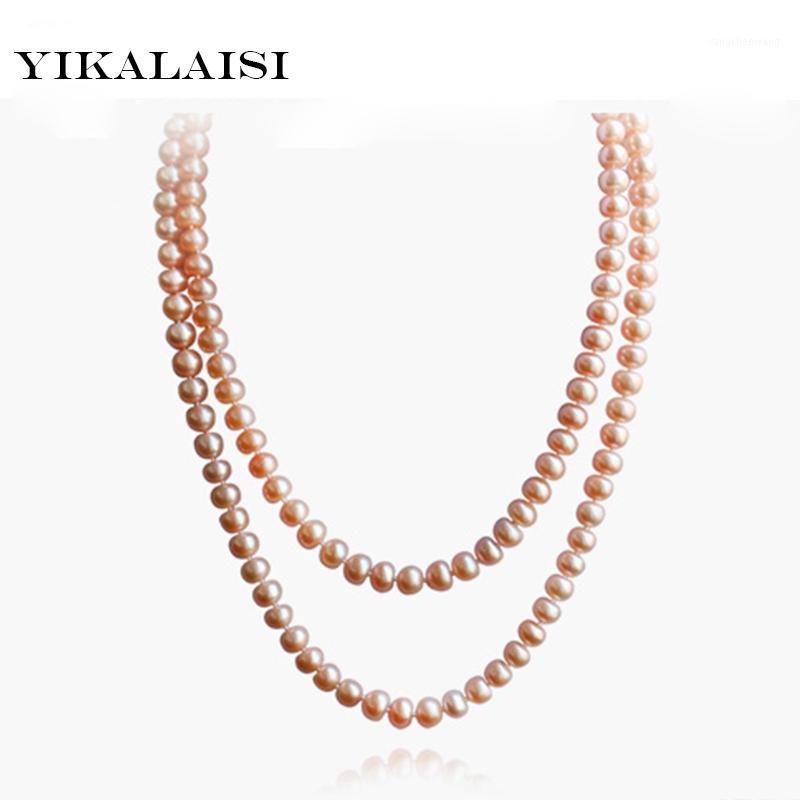 

100% Natural Freshwater Pearl Long Necklace Pink Color 7-8-9-10 Mm 90/120cm/160cm/200cm For Women Gifts Chains