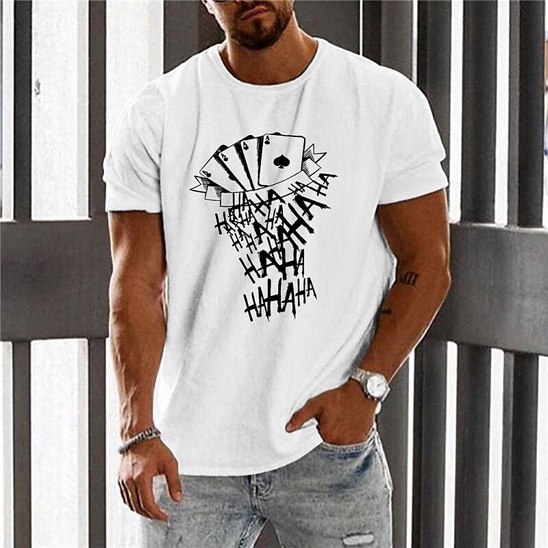 Men's Unisex T shirt Hot Stamping Graphic Prints Poker Crew Neck Casual Daily Print Short Sleeve Tops Basic Designer Big and Tall White Blac