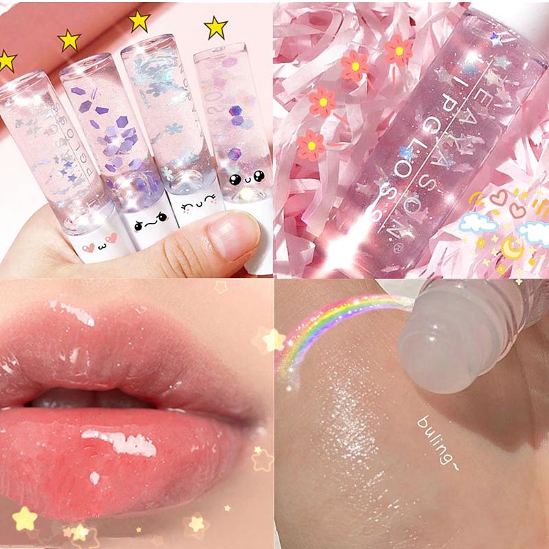 

Lip Gloss Fruit Flavoring Oil Lipgloss Transparent Shimmer Moisturizer Liquid Lipstick Lips Plumper Cosmetics, 01