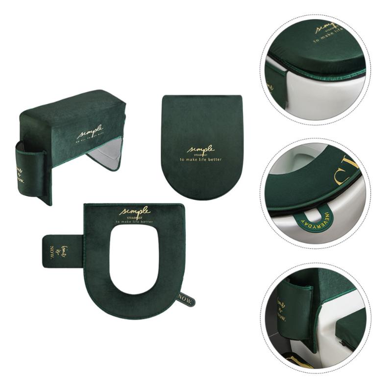

Toilet Seat Covers 1Set Waterproof Cushion Water Tank Cover Lid Dark Green