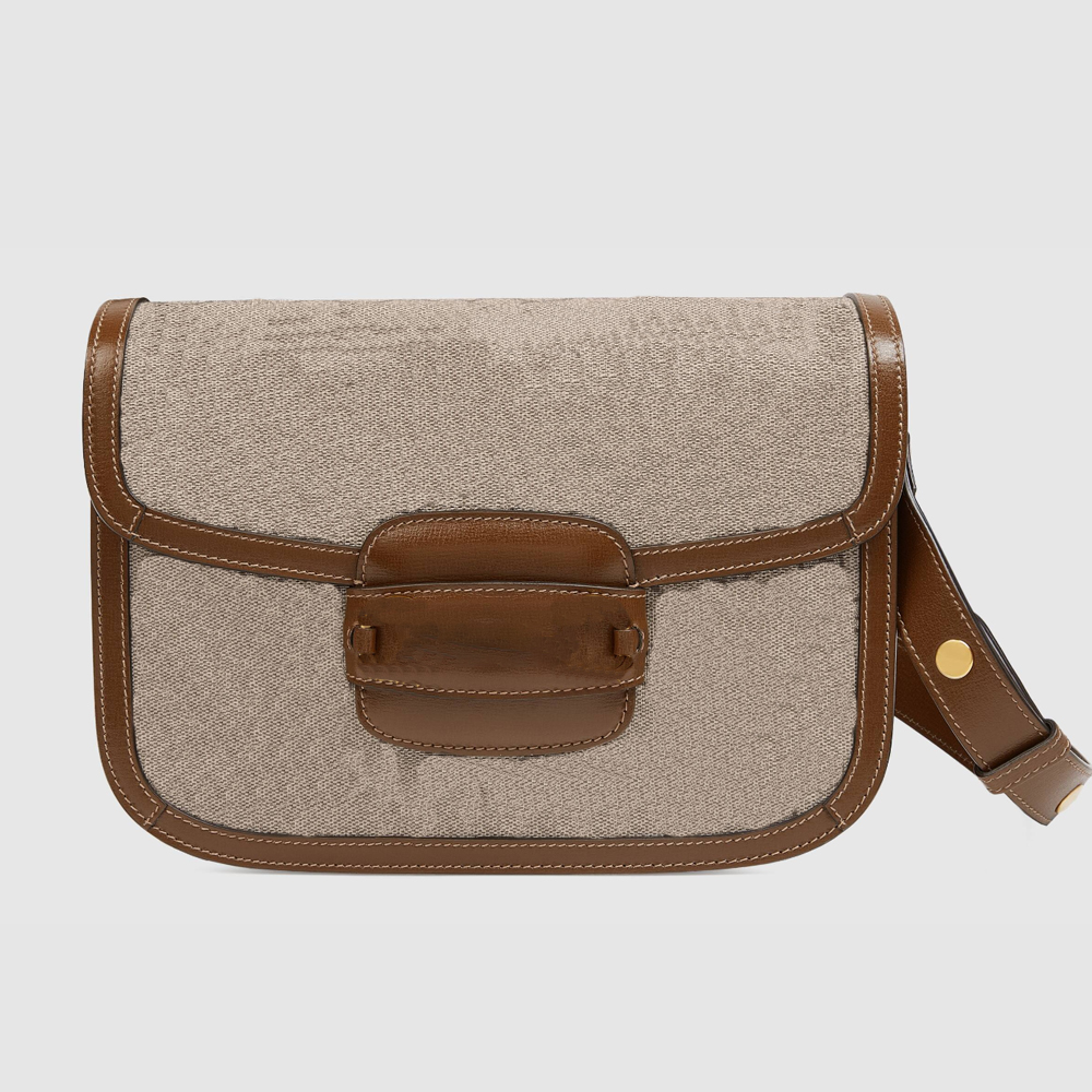 

1955 lady Shoulder Bags Canvas leather Saddle bag Designers Cross Body,the double ring and bar design Metal accessories Redefining Luxury Fashion with box 602204, Canvas + blue border