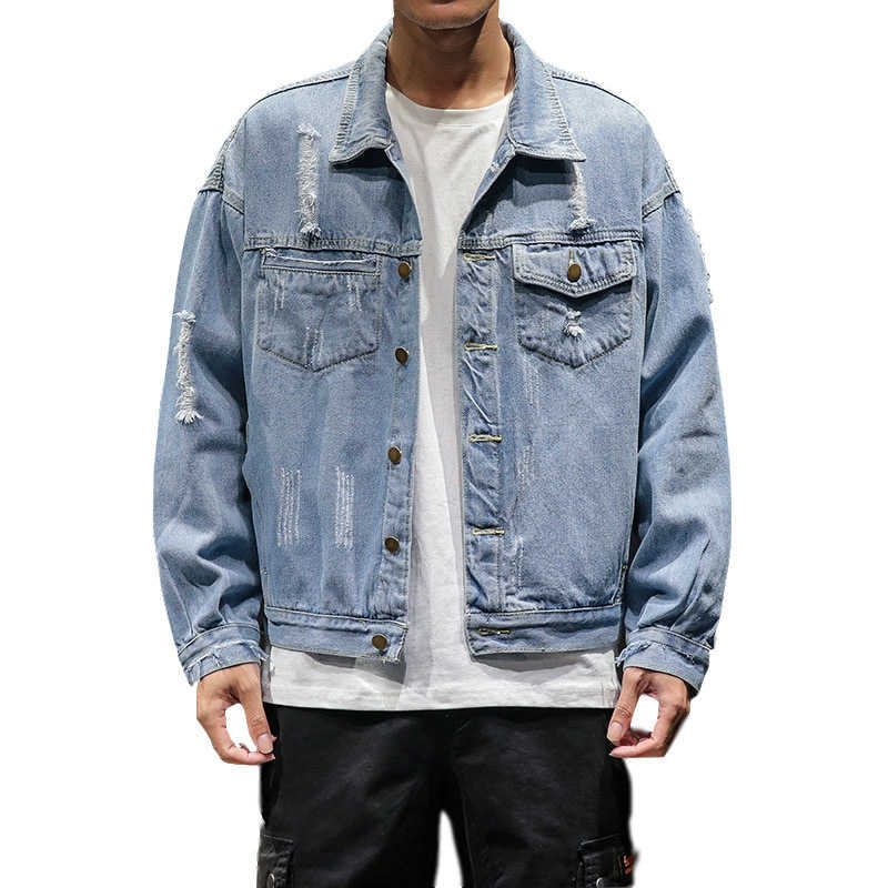 

2020 Mens Jean Jacket Men Casual Bomber Jackets Male High Quality Vintage Denim Jacket Coat Streetwear Chaqueta Hombre -5XL X0621, Blue