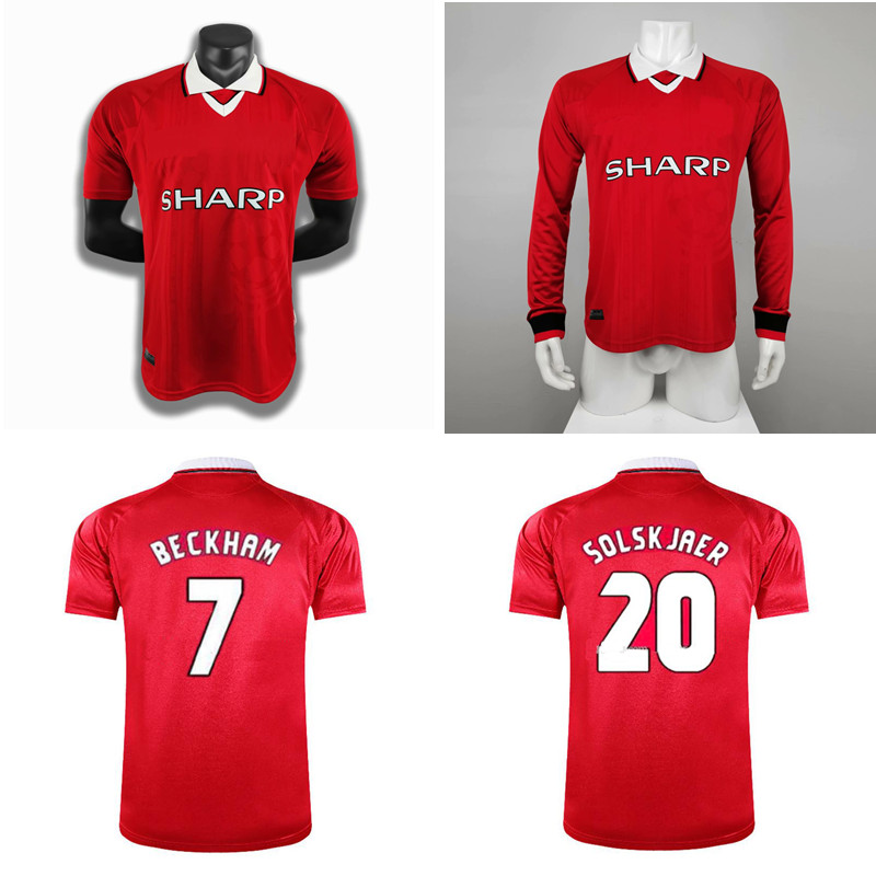 

Thai 1999 Beckham Retro Jerseys Classic Vintage Keane Ronaldo Soccer jersey Solskjaer football shirt Giggs maillot de foot, Black;yellow