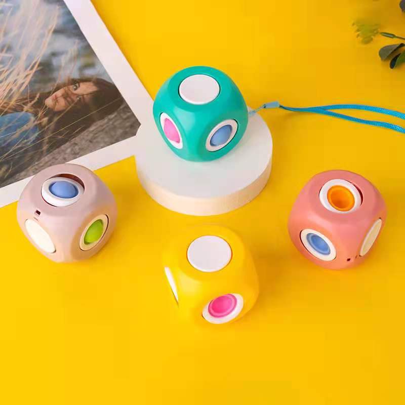 

New Decompression Fidget toy Gyro Funny Cube Creative Relieve Anxiety Finger Bubble Music Rotating Gyros Educational Toys with lanyard
