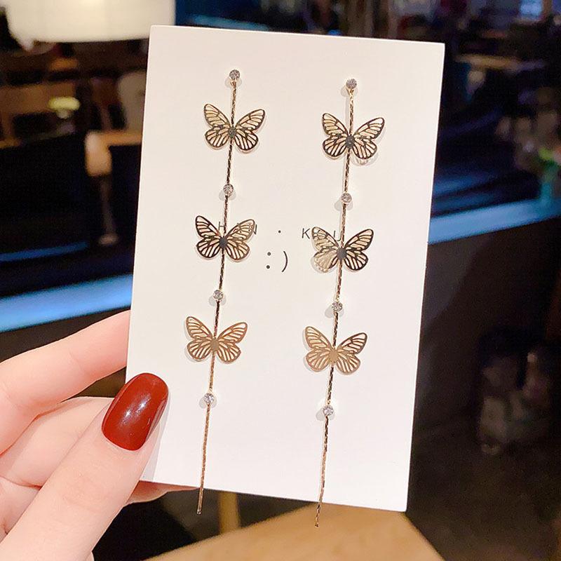 

Dangle & Chandelier Fairy Multi Butterfly Earrings Long Tassel For Women Girl Gold Color Metal Insect Hanging Party Jewelry Gift