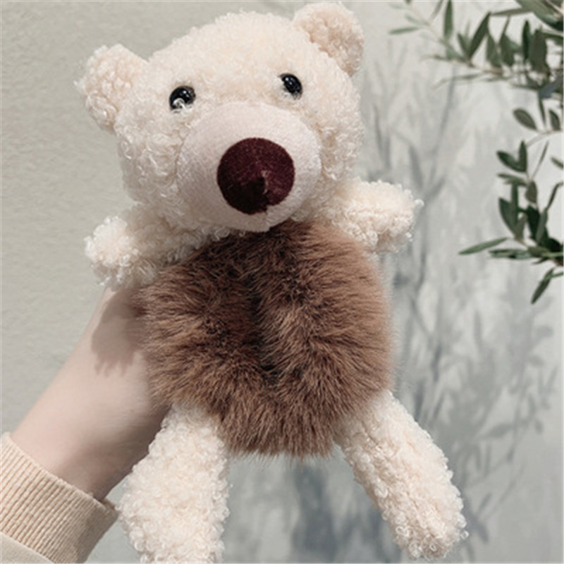 

Hairs Rubbers Bands Cute bear hug Sweet headband woman's simple temperament tie hair rubber band net red ponytail leather cover Plush ring, Pink