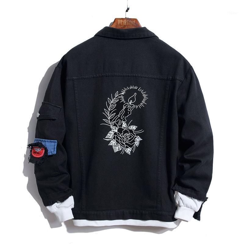 

Men' Jackets Loose Fried Coat Denim Street Ruffian Handsome Tide Brand Youth Trend Fashion All-match Jacket Spring Casual, Black