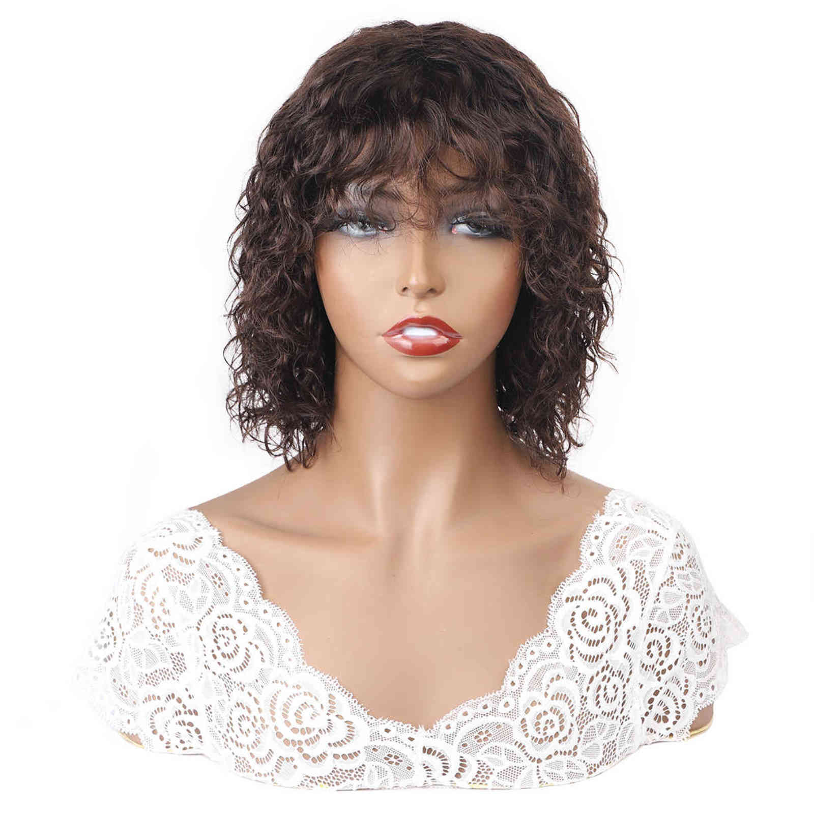 

ishow 2 brazilian deep human hair wigs with bangs machine made wigs peruvian wave none lace wigs indian hair malaysian water, Peruvian hair