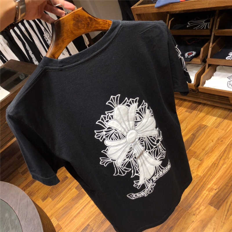 

Spring and Ch Summer Women's Short Sleeve T-shirt Fashion Crosin Sanskrit Print Horseshoe Cross Round Neck Half Sleeve Shirt Men's, White;black