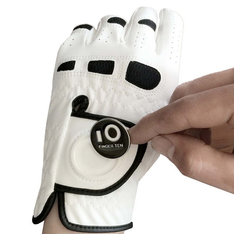 

2 Pc/4 Pc Premium PU Leather Mens Golf Gloves with Ball Marker Cabretta Left Right Hand All Weather Grip Breathableg