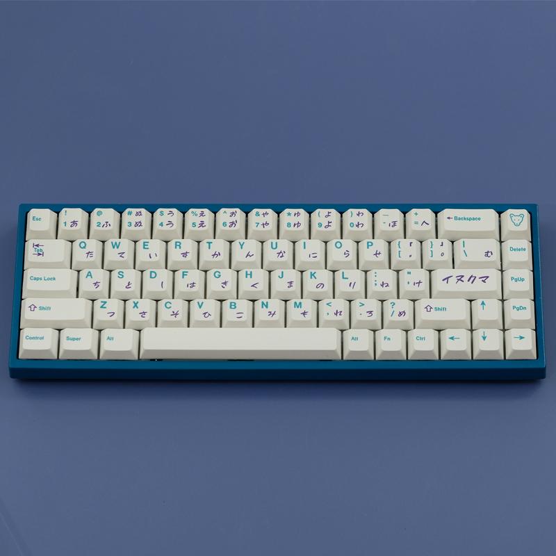 

Keyboards PBT Inu Bear Keycaps 128 Keys Blue Purple Japanese Keycap Dye Sublimation Cherry Profile For MX Switches