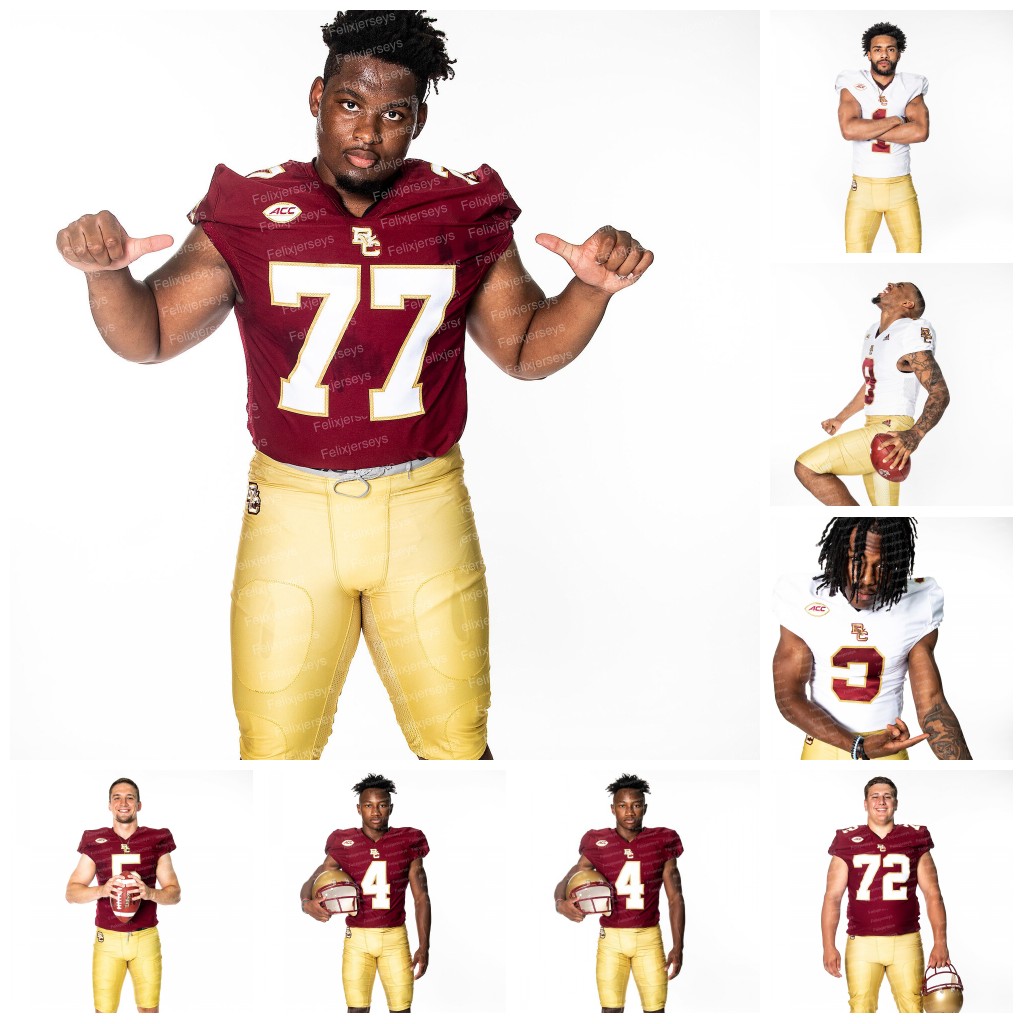

2021 Boston College Football NCAA Jersey Phil Jurkovec Daelen Menard Matthew Rueve Dennis Grosel Aaron Boumerhi Danny Longman Sam Johnson III Stephen Ruiz, Red youth s-xl