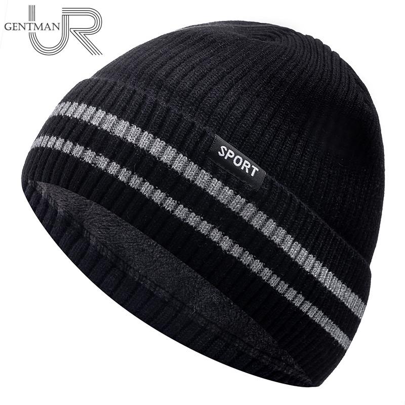

Berets Unisex Winter Hat Add Fleece Warm Cap Stylish Striped Soft Beanie For Men Women Outdoor Thicken Ski Sports Knitted, Black