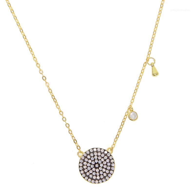 

Chains 100% 925 Sterling Silver Woman Classic Special Round Cz Disk Design Pendant Necklaces Girl Unique Fashion Casual Choker Jewelry1