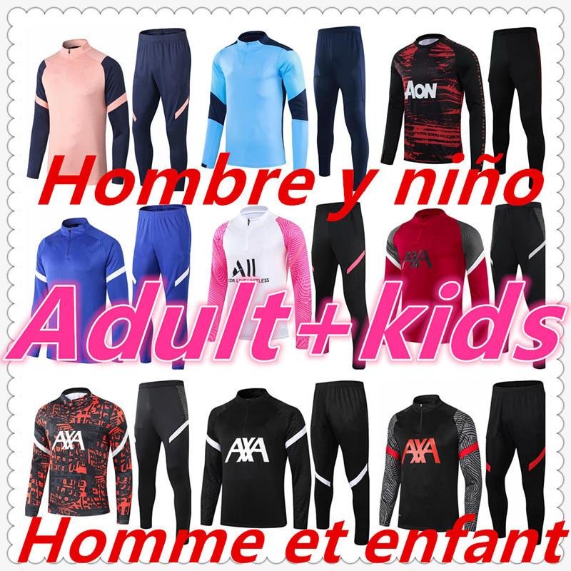 

soccer tracksuit chandal futbol Adult and kids survetement foot jerseys 20 21 mens football jersey training jacket maillot, Black