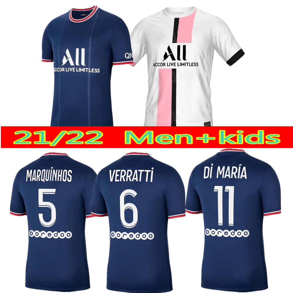 

MESSI MBAPPE soccer jerseys HAKIMI SERGIO RAMOS 21 22 Maillots de football shirt 2021 2022 MARQUINHOS VERRATTI men kids kit uniforms enfants maillot foot fourth