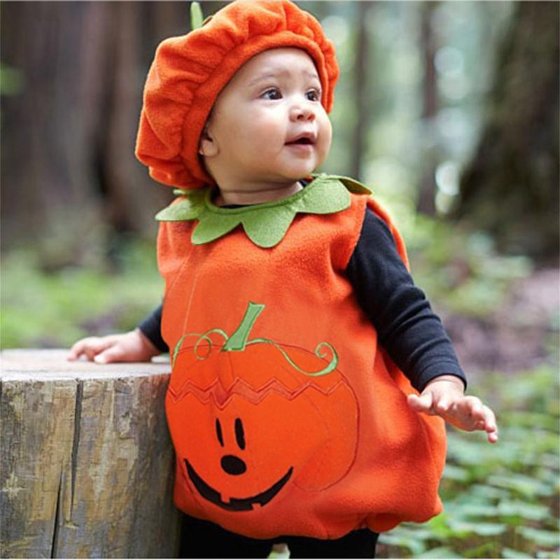 

Clothing Sets Born Infant Baby Boy Girl Sleeveless Pumpkin Vest Tops Hat Halloween Outfits Costume Kids Girls Clothes, White
