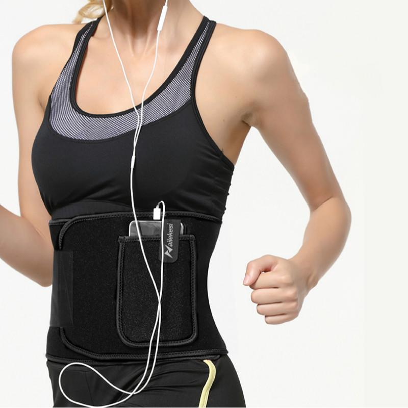 

Back Waist Trimmer Sweat Belt Body Shaper Corset Trainer Weight Loss Band With Pocket Bodybuilding Slimming Gym Support, Black;gray