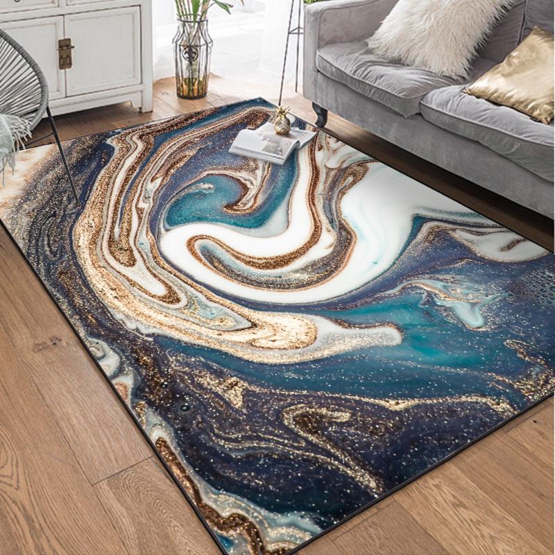 

Carpets Modern Abstract Marble Blue Platinum Powder Bedroom Living Room Kitchen Bedside Carpet Floor Mat Door