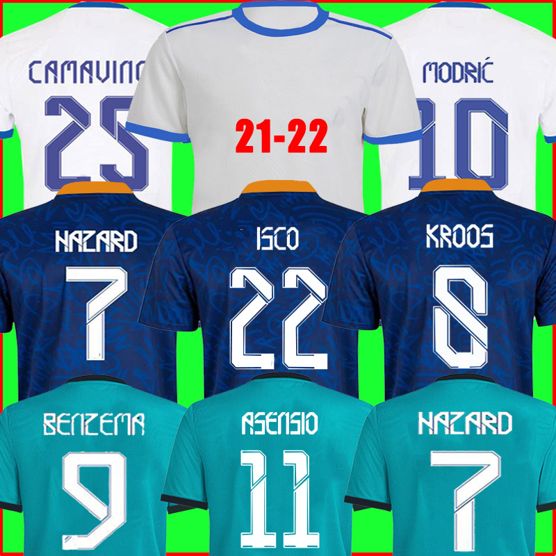 

BENZEMA jerseys 21 22 soccer football shirt Player Version CAMAVINGA ALABA HAZARD ASENSIO MODRIC VALVERDE camiseta men kids kit 2021 2022 uniforms, 21/22 away men+patch2
