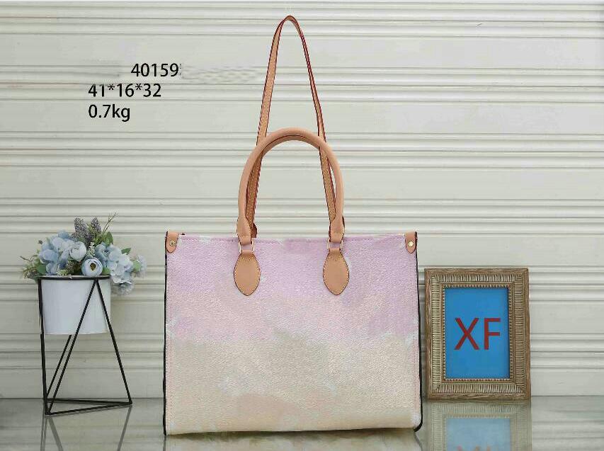 

Top 41x16x32 fashion ONTHEGO shopping bag Composite tote Shoulder bags Canvas woman's artificial leather Commuter handbags Two-tone M41509, Pink