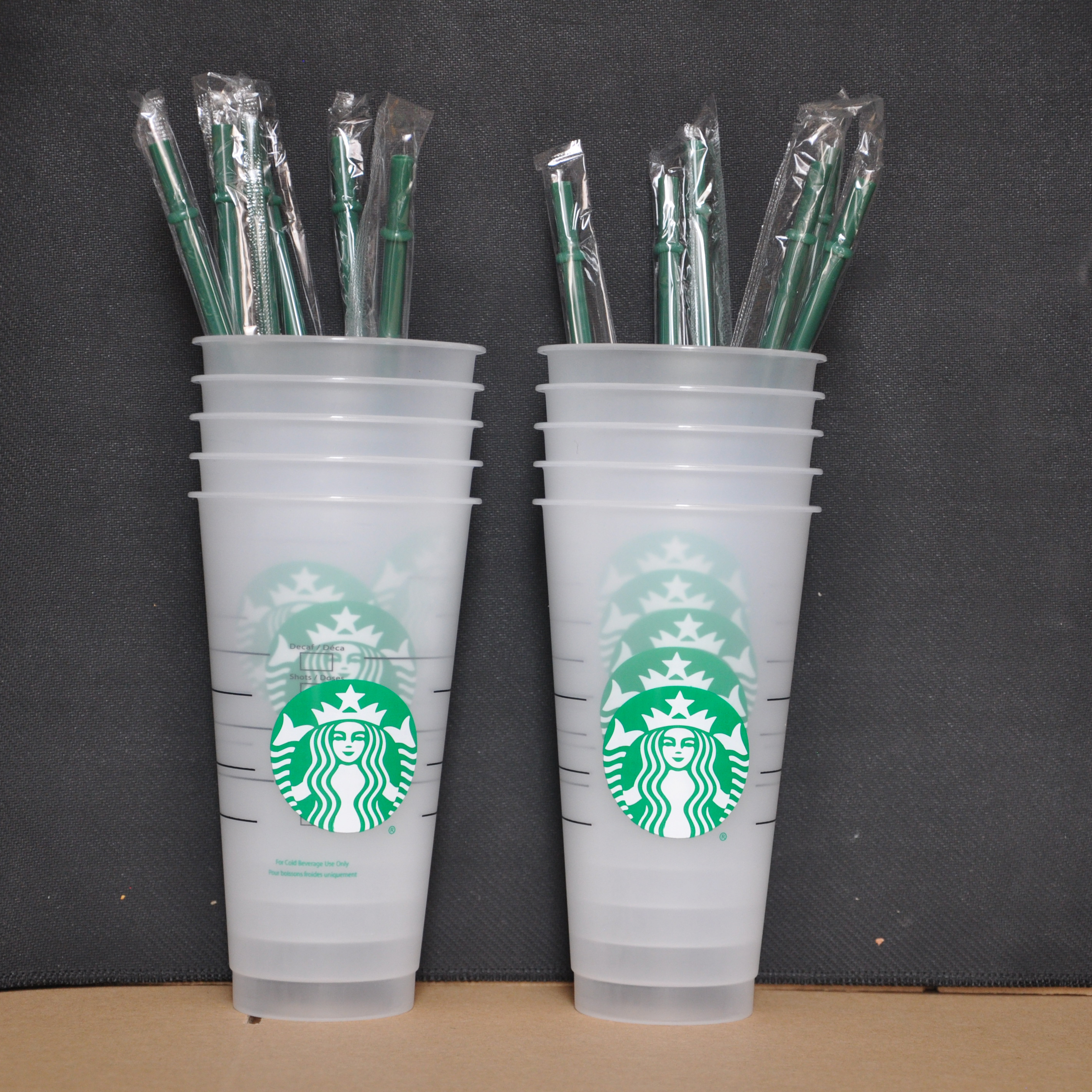 

50 pieces of Starbucks 710ML plastic cup, reusable, transparent drinking flat cup, column covered sippy cup, free delivery by Bardian, White