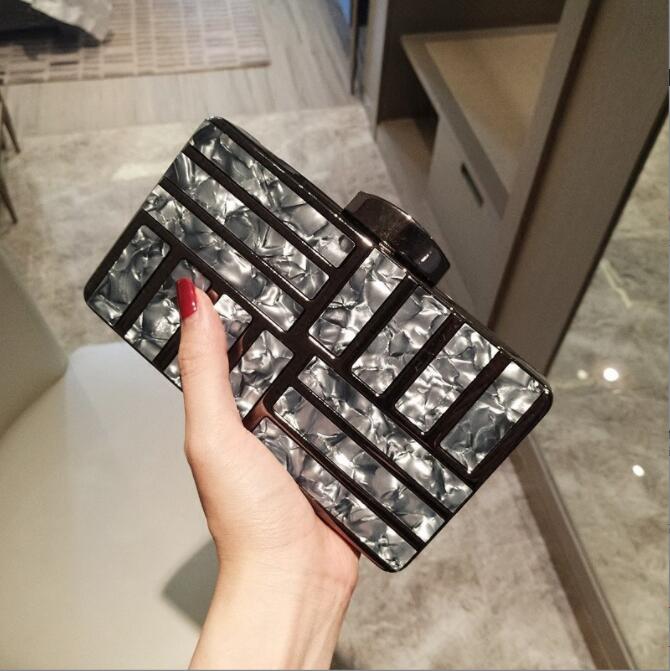 

Factory wholesale brand women bag Japan Korea trend square womenes handbag personality acrylic womens banquet fashion Metal Ladies chain bags, Champagne(boutique packaging)